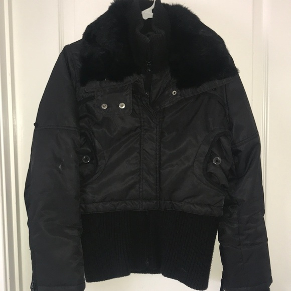 Soia & Kyo Black Rabbit  Fur Jacket - Picture 1 of 6